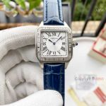 Premium Quality Cartier Santos-Dumont Quartz Watches Ss Diamond-Paved Bezel